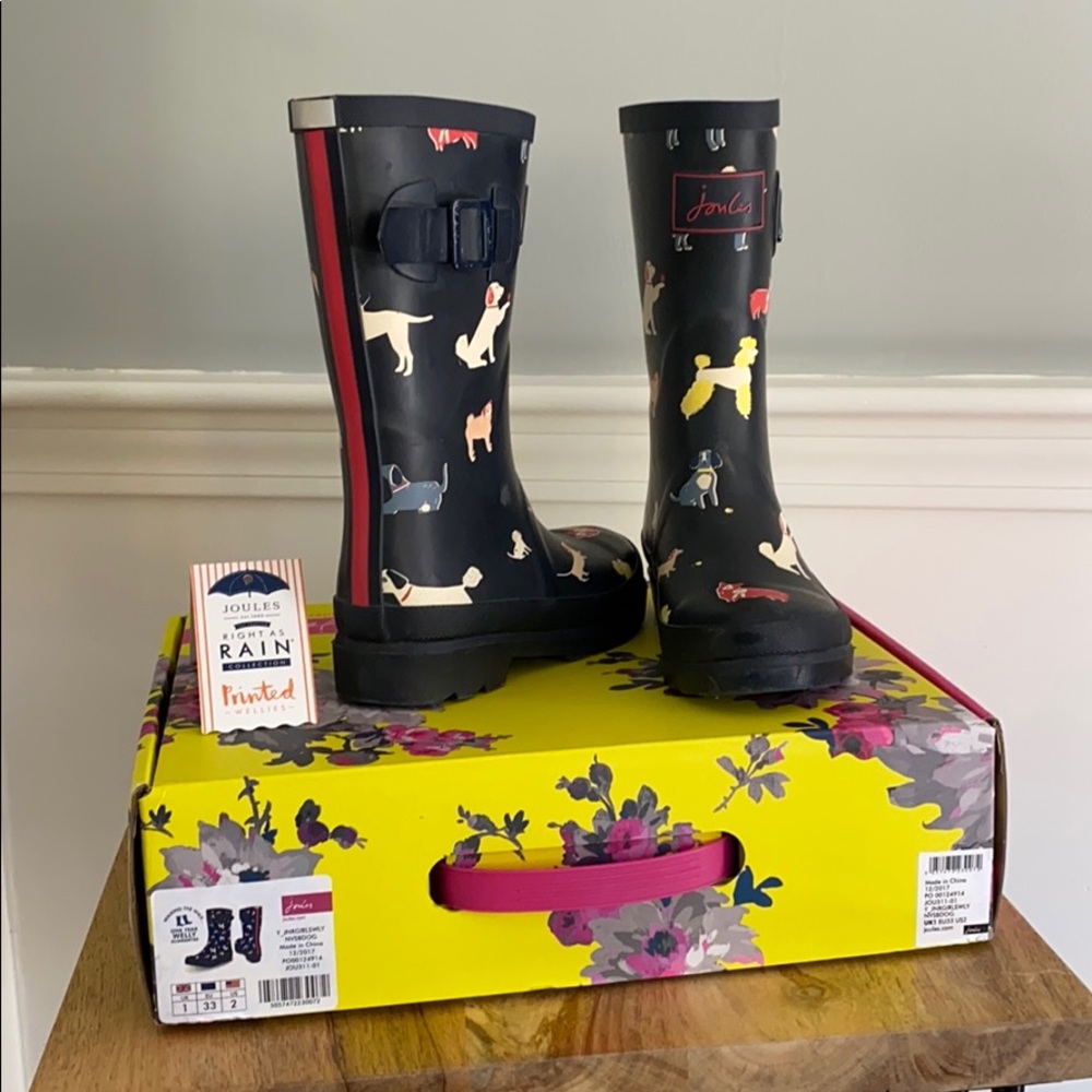 Joules girls rain boots size 2 EUC